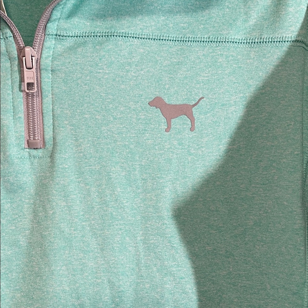 PINK Victoria's Secret Aqua Half-Zip Sweatshirt new size large - Picture 2 of 7